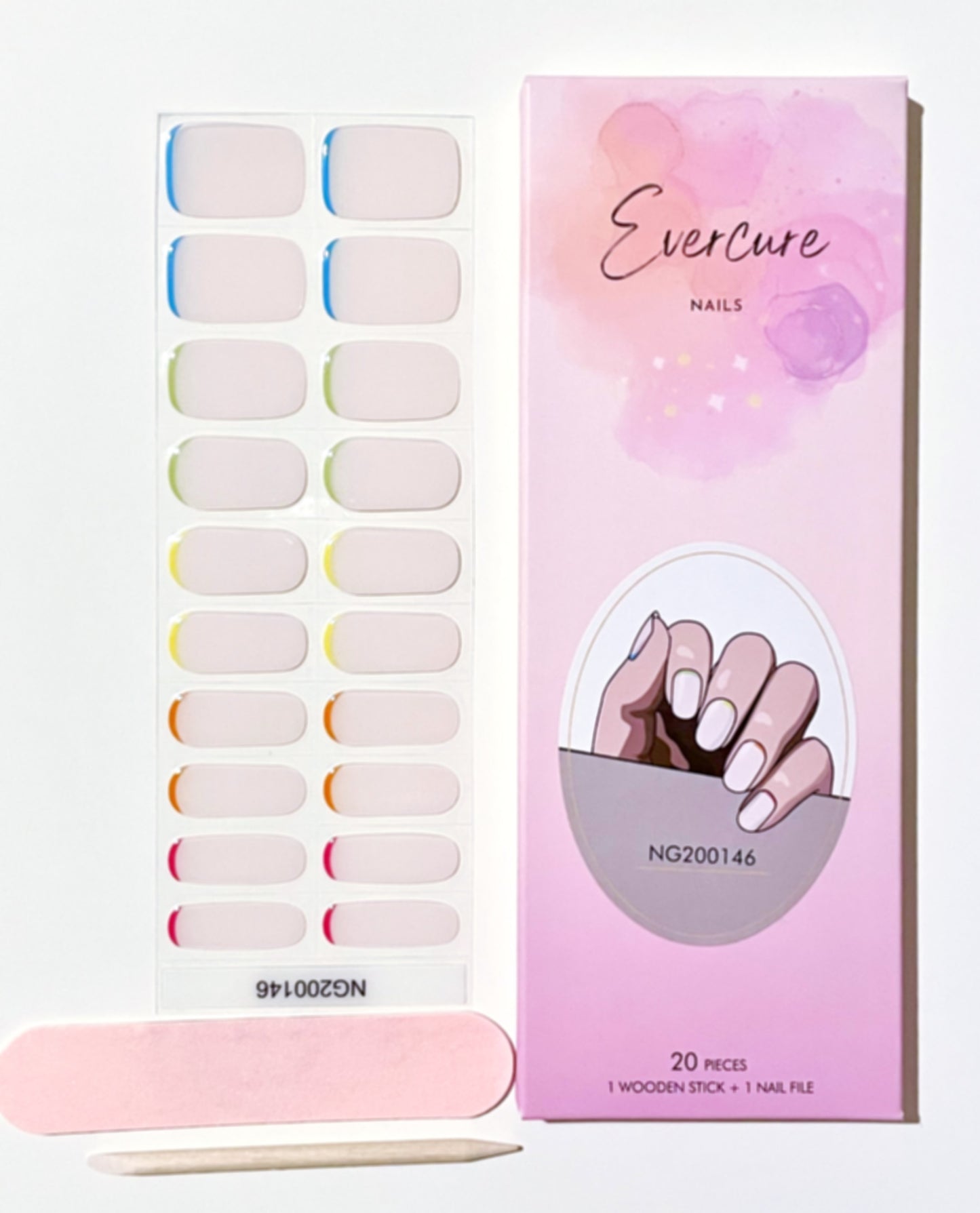Rainbow Sliver Semi-Cured Gel Nail Wraps Kit image 2
