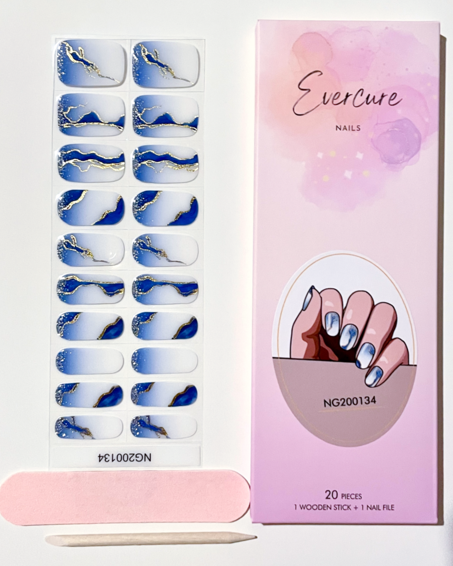 Lapis Lazuli Semi-Cured Gel Nail Wraps Kit image 1