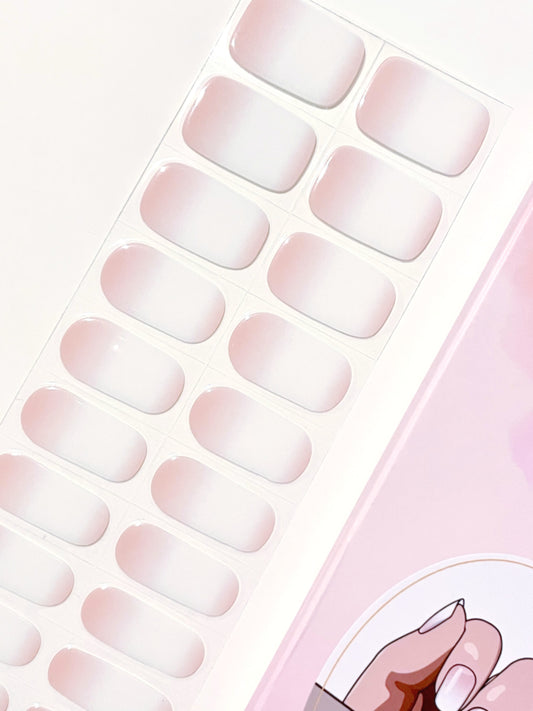 Pink and White Ombre Semi-Cured Gel Nail Wraps Kit image 1