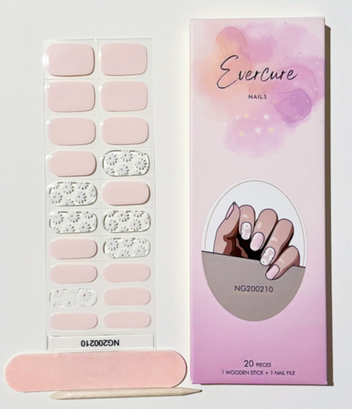 Daisy Blooms Semi-Cured Gel Nail Wraps Kit image 2