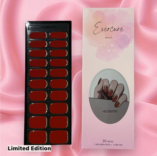 Red and Gold Semi-Cured Gel Nail Sticker Kit image 0