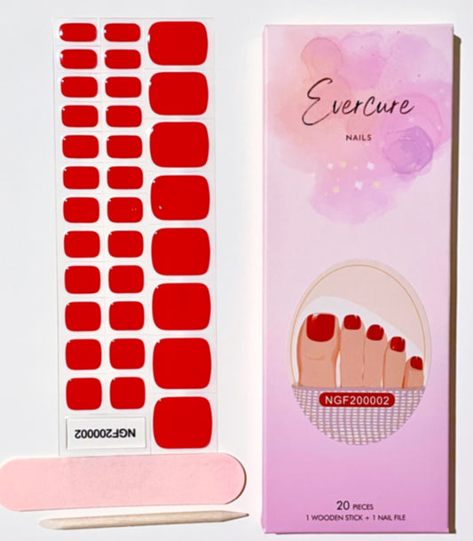 Candy Apple Red Semi-Cured Gel Toe Nail Wraps Kit image 0