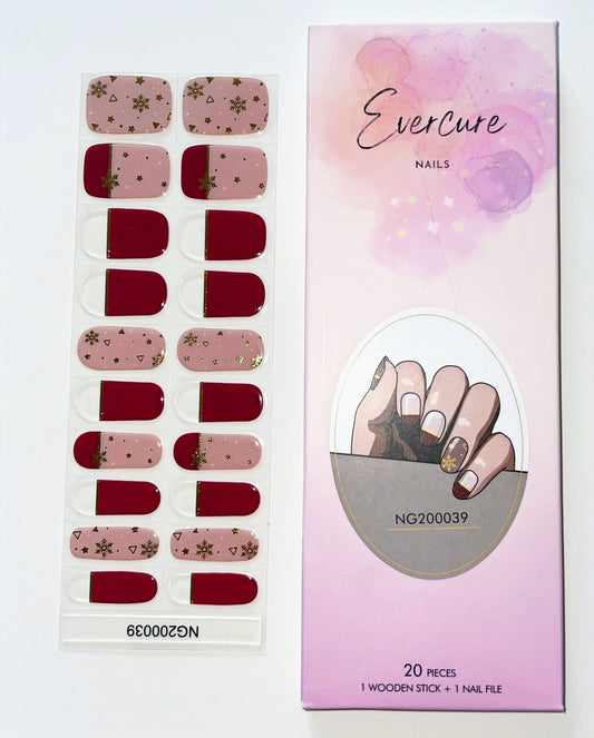 Cranberry Christmas Cake Semi Cured Gel Nail Wraps Kit image 0