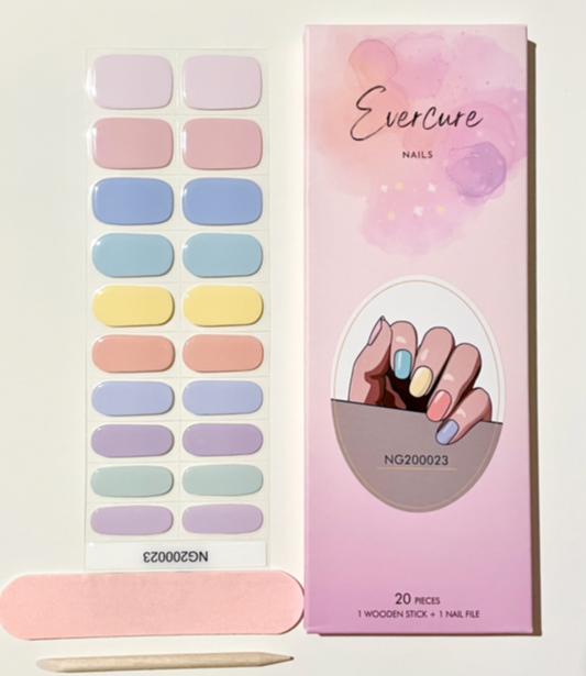 Pastel Rainbow Semi-Cured Gel Nail Wraps Kit image 0